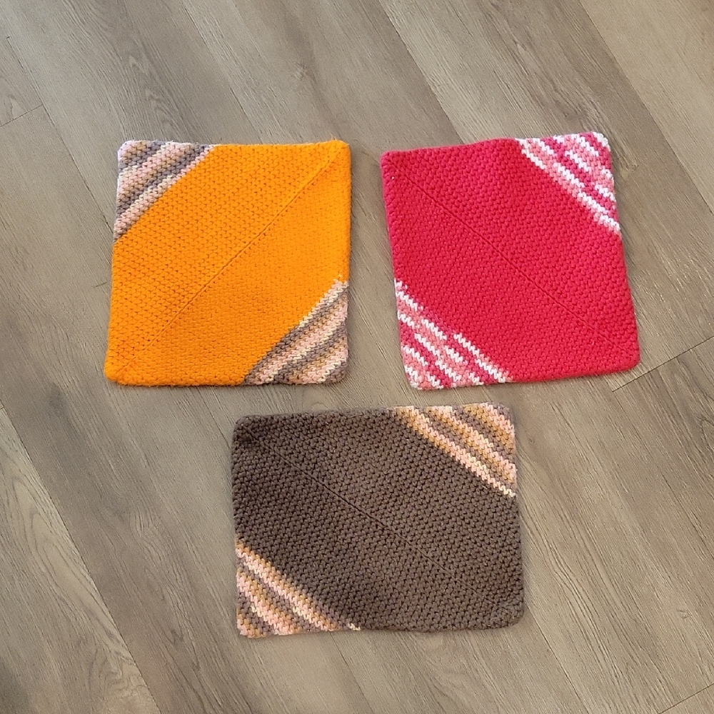 Handmade Potholders Colorful Knitted Set